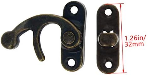 Aicosineg Left Latch Hook Hasp, 30pcs 32 mm/1,26 polegada Antigo gancho de trava Hasp Vintage Braço do balanço esquerdo Frase da trava com parafusos para joias de presente