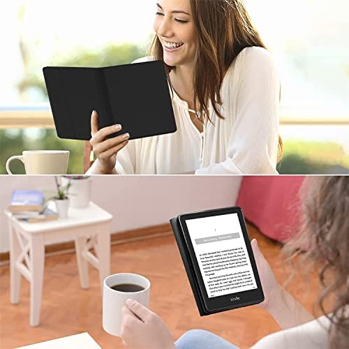 Pudazvi Kindle Paperwhite 2021 Caso, capa Kindle Paperwhite, couro leve PU premium com sono/acordado automático, preto
