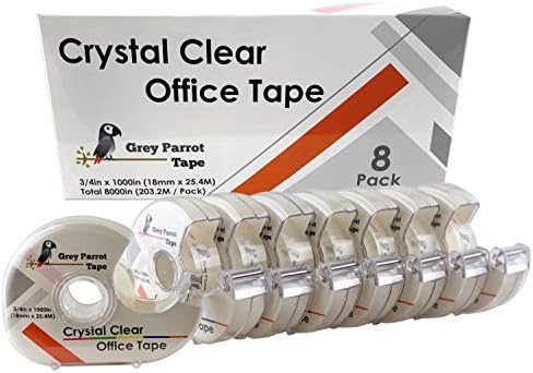 Greyparrot Office Clear Office Rolls de fita de reabastecimento + dispensador. Para trabalhos artesanais, embalagem