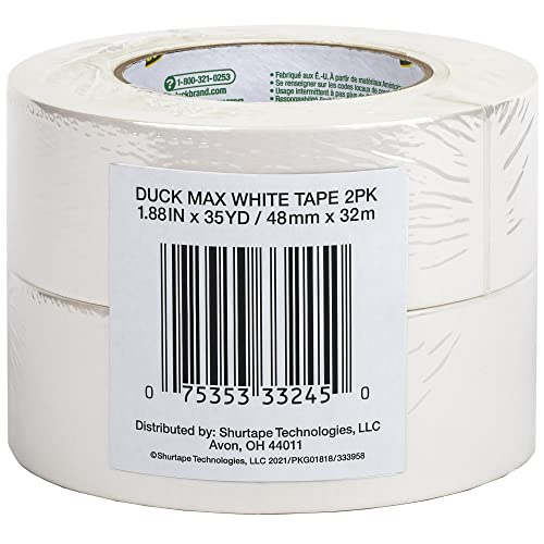 Fita adesiva máxima da marca Duck, branca, pacote de 8 roll, 1,88 polegadas x 35 jardas, 242859