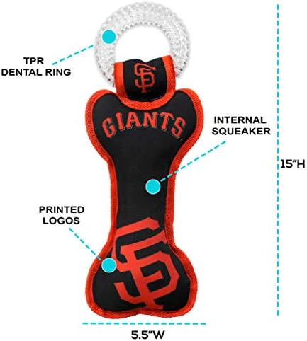 MLB San Francisco Giants Melhor Tonto de dentes de dentes de borracha Toy de cachorro Sports Toy, preto, 11 x 6