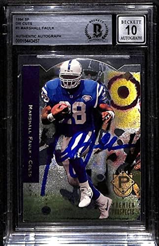 #3 Marshall Faulk RC - 1994 SP Cutts Football Cards classificados BGS Auto 10 - Bolsas de futebol autografadas