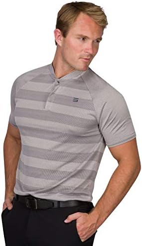 Três sessenta e seis camisas de golfe para homens - camisas polo sem gola seca - design leve e respirável, listras