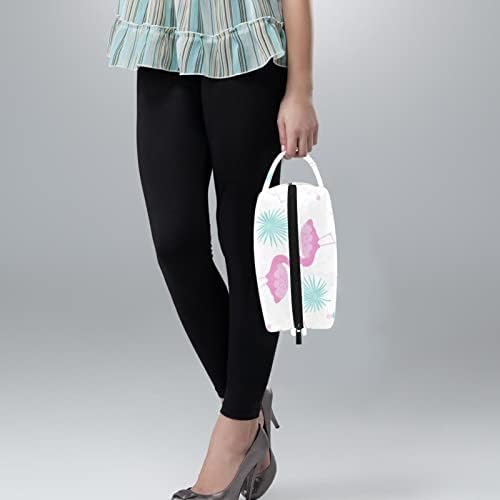 Tbouobt Makeup Bag Zipper Bolsa Travel Organizador cosmético para mulheres e meninas, cacto de folha de palmeira flamingo