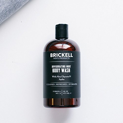 Lavagem corporal revigorante de Brickell para homens, gel de chuveiro de limpeza profunda natural e orgânica com aloe, glicerina