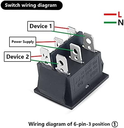 Gead KCD4 1PCS Rocker Switch Power Switch On-off-O-Of-ON POSIÇÃO 6 Equipamento elétrico com interruptor de luz 16A 250VAC/20A 125VA