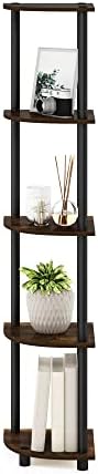 Furinno Turn-N-Tube 5 Tier Display Rack Rack Multiplyer Selving Unit, Amber Pine/Black