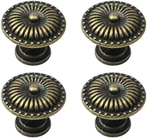 FAOTUP 4PCS Bronze Bronze liga de zinco Vintage Botão redonda, botões de gabinete de bronze antigo, botões de gaveta de