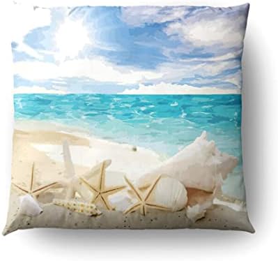 As conchas de travesseiro incluídas na decorativa a praia de praia de poliéster, travesseiros quadrados, inserir presente