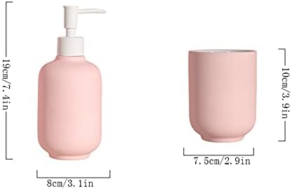Dispensador de sabão de adnup cerâmica dispensador de sabão de 5 peças Domensor doméstico Supplies de banheiros de banheiro conjunto de loção/levantamento de enxaguatório bucal/tanque de armazenamento/sabão caixa de garrafa de bomba azul rosa dispensador de garrafa