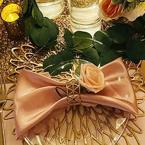 Ringas de guardanapo Conjunto de ouro de 6 guardanapos ocos fivela para eventos especiais para eventos de casamento Decoração de mesa de jantar e serviços de catering.