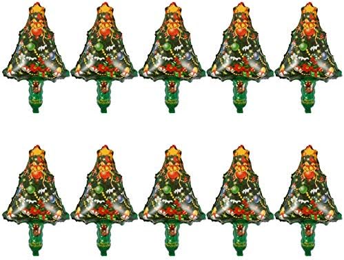ABOOFAN 10pcs de Natal Mão de mão Becos infláveis ​​de alumínio Balões de árvore de Natal Favory Favor