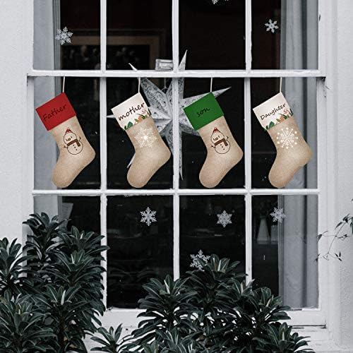 Savita 6 peças meias de Natal, 3 coloras de lareira de Natal penduradas para decorações de Natal, meias de Natal de estopa