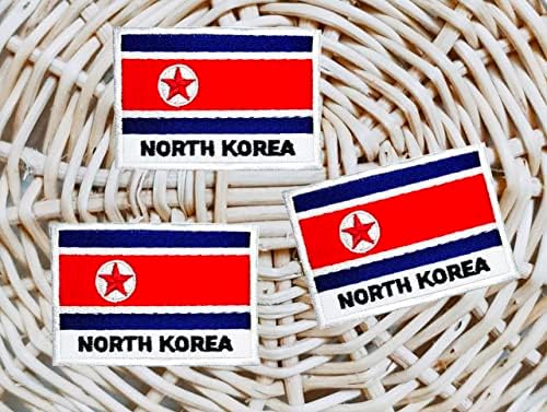 Patches de bandeira da Coréia do Norte Conjunto. Faixa da Coréia do Norte Ferro bordado em patches nacional bandeira country