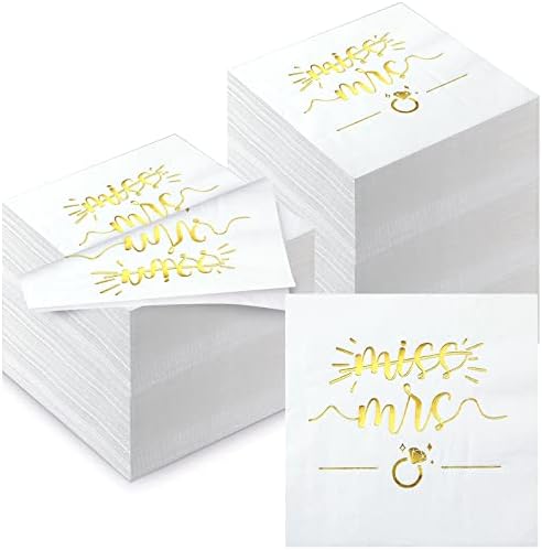 100 PCs Miss Sra. Gabinetes guardanapos de chuveiro de noiva para noiva do chuveiro de noiva Bacharel em festas de festa de bevera