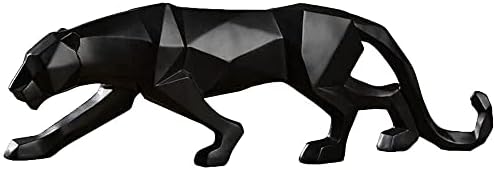 Estátua de Leopardo Moderno Abstract Black Panther estátuas Resina Leopard Animal Esculturas Decoração de casa para estante e mesa （preto）