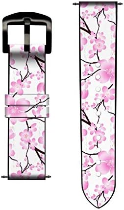 CA0219 Sakura Cherry Blossoms Leather & Silicone Smart Watch Band Strap for Garmin Approach S40, Forerunner 245/245/645/645, Tamanho Venu Vivoactive VivoDove