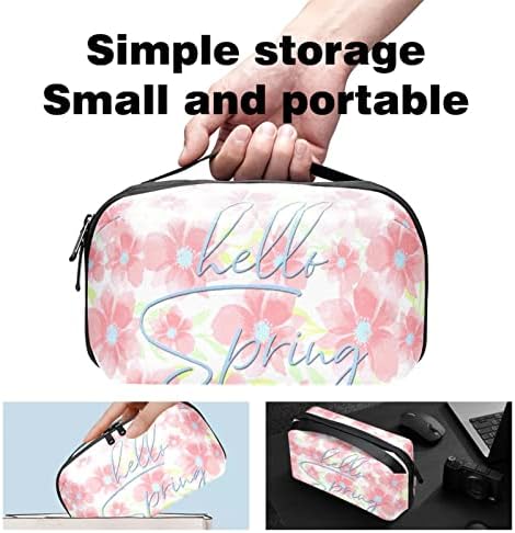 Bolsa de higiene saco de viagem, organizador de viagens de bolsa de maquiagem resistente à água para acessórios, hello primavera