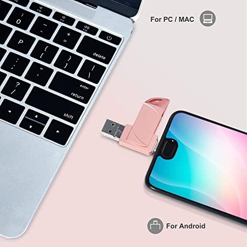 64 GB Drive flash USB 3.1, OTG para Android Phones Drive Thumb Drive USB Stick com USB A e Tipo C para MacBook Pro USB C Data de armazenamento externo para smartphones, computador, tablet (preto