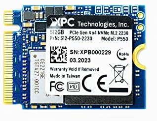 XPC Technologies 512GB P550 M.2 2230 NVME PCIE SSD GEN 4.0X4 Drive de um lado, 3400MB/s Read, 2400 Mb/s Write,