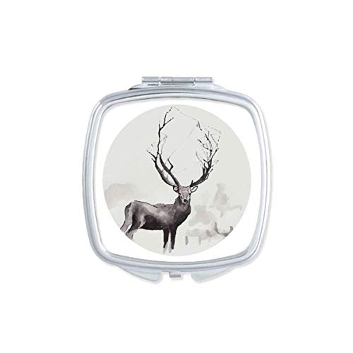 Efeito artístico de rena MAS espelhe aquarela espelho portátil composição de bolso compacto vidro de dupla face