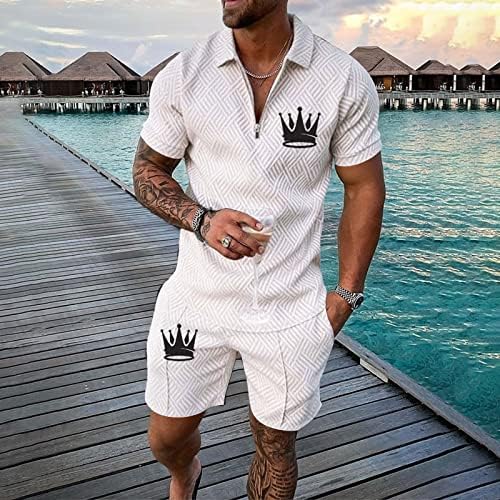 Mens Summer Tracksuits Define a cintura elástica de pólo de manga curta para homens para homens colorido com zíper de golfe camisas