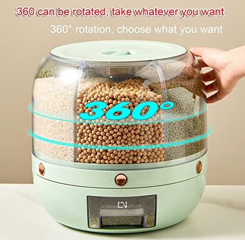 Recipiente de armazenamento de arroz e grãos Melbiz, cilindro de medição de dispensador de alimentos rotativos de 360 ​​° com