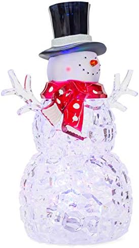 Christmas por Roman Inc., coleção de férias de acrílico, 12 h LED Snowman girate Lite, lanterna, globo de neve, decoração de casa de férias, Papai Noel, cardeal, quebra -nozes, boneco de neve, rena