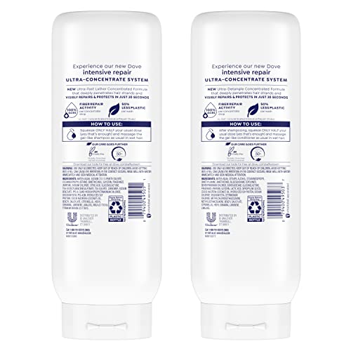 Dove Ultra Intensive Repare Concentrate Shampoo e Condicionador para reparos de cabelo danificados e protege em 30 segundos, 2x mais lavagens, pacote de combinação, 20 fl oz