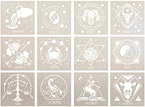 Estêncil do signo do zodíaco definido por Studior12 - Selecione Tamanho - EUA Made - DIY STAR SIGN CELESTIAL BELOMET E