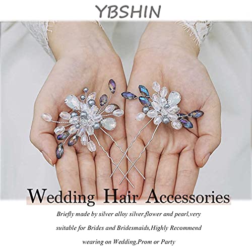 Ybshin noivo casamento pinos de cabelo azu