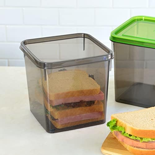 Recipientes de sanduíches Youngever 3 Pack para lancheira, recipientes reutilizáveis ​​de armazenamento de alimentos, recipientes de preparação para refeições