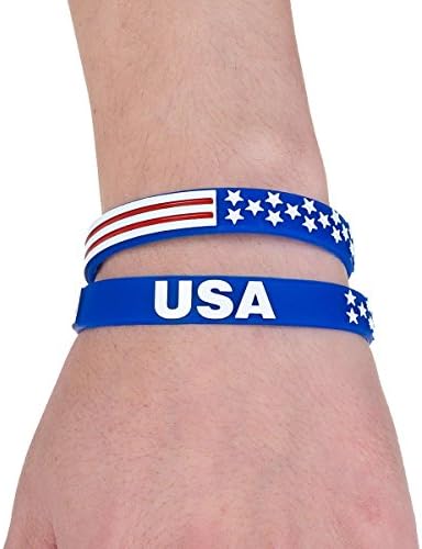 Sainstone Power of Faith USA Silicone Bracelets Pulseiras American Spirit Americanism Partriotic Sports Fãs Estados Unidos Bandeira Americana Braça Branca e Azul