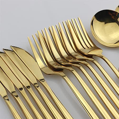 Kekkein 24pcs conjunto de utensílios dourados conjunto de aço inoxidável conjunto de utensílios de mesa de faca conjunto de talheres