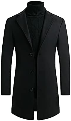 LOLMOT Jaqueta de Parkas para homens jaqueta à prova de vento de flanela outono inverno novo casaco de lapela com capuz de peito duplo