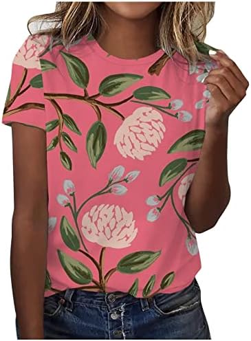Camisas havaianas femininas colheita de palmeira tampa de t-shirt tampa de manga curta de manga curta Blusa do pescoço 2023