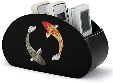 Koi Fish Remote TV Control titular PU Organizador de caixa de couro com 5 compartimentos para quarto de mesa