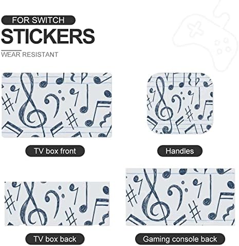 Música Notas de músicas Decalques de capa de pele Protetor de jogo completo Wrap Faceplate adesivos compatíveis com o Switch