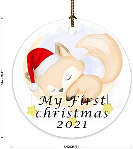 Baby's 1st Christmas Ornament 2021, ornamento de elefante para bebês, elefante fofo dormindo na decoração da lua decoração