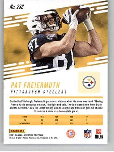 2021 Panini Prestige #232 Pat Freiermuth RC - Cartão de estreia Pittsburgh Steelers Football NM -MT