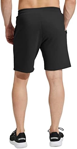 Shorts de algodão de mier masculino de 7 polegadas de camisa de lounge com bolsos com zíper para treino, academia, corrida,