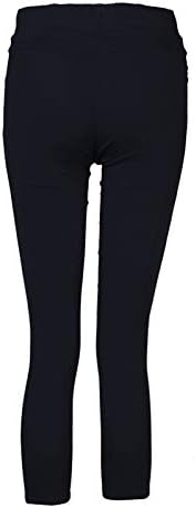 Andongnywell Womens Cutgings Rapped Cotton Hole elástica elástica de calças de comprimento completo Calças ativas calças ativas