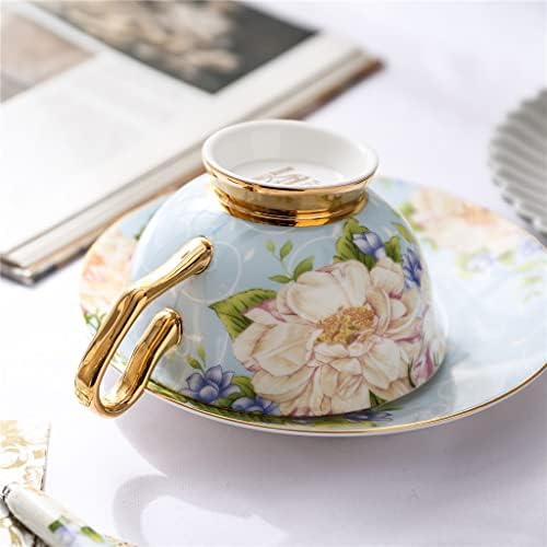 Padrão de flores do sdgh osso europeu porcelana de porcelana xícara de chá da tarde de chá de chá de cozinha de cozinha com pir e colher