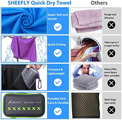 Toalha de acampamento de microfibra Sheefly, toalha rápida seca para acampamento, Super absorvente toalha de viagem