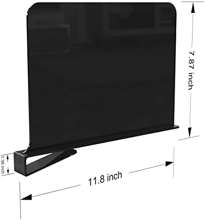 Divisores de prateleira de acrílico BTSD-HOME 8 para organização de armários Clear Shelf Divishers para prateleiras de madeira em quarto, cozinha e escritório （preto)
