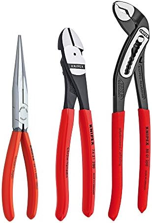 Knipex Tools 00 20 08 US1 Nariz longo, cortador diagonal e alicate de ferramentas de alicate de 3 peças, vermelho