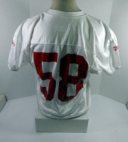 2009 San Francisco 49ers 58 Game usou White Practice Jersey L 523 - Jerseys de Jerseys usados ​​na NFL não assinada