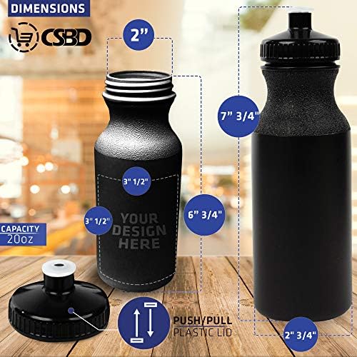 CSBD 20oz esportam garrafas de água, 10 pacote, reutilizável sem plástico BPA, bico de bebida à prova de vazamentos, personalização