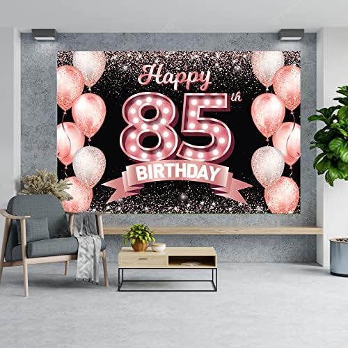 Feliz aniversário de 85 anos de ouro rosa banner cenário aplaga a 85 anos de idade decoração de decoração de tema de confetes