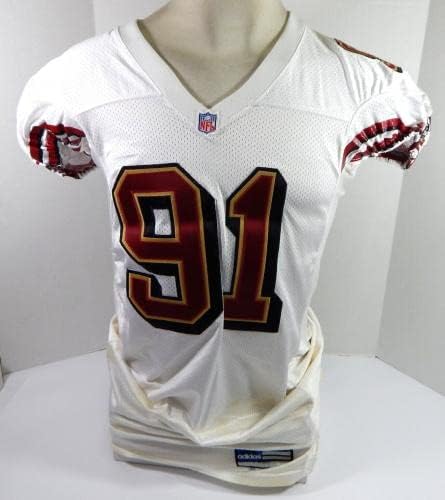 2000 SAN FRANCISCO 49ers Chike Okeafor 91 Game emitiu White Jersey 48 DP28763 - Jerseys usados ​​no jogo NFL não assinado